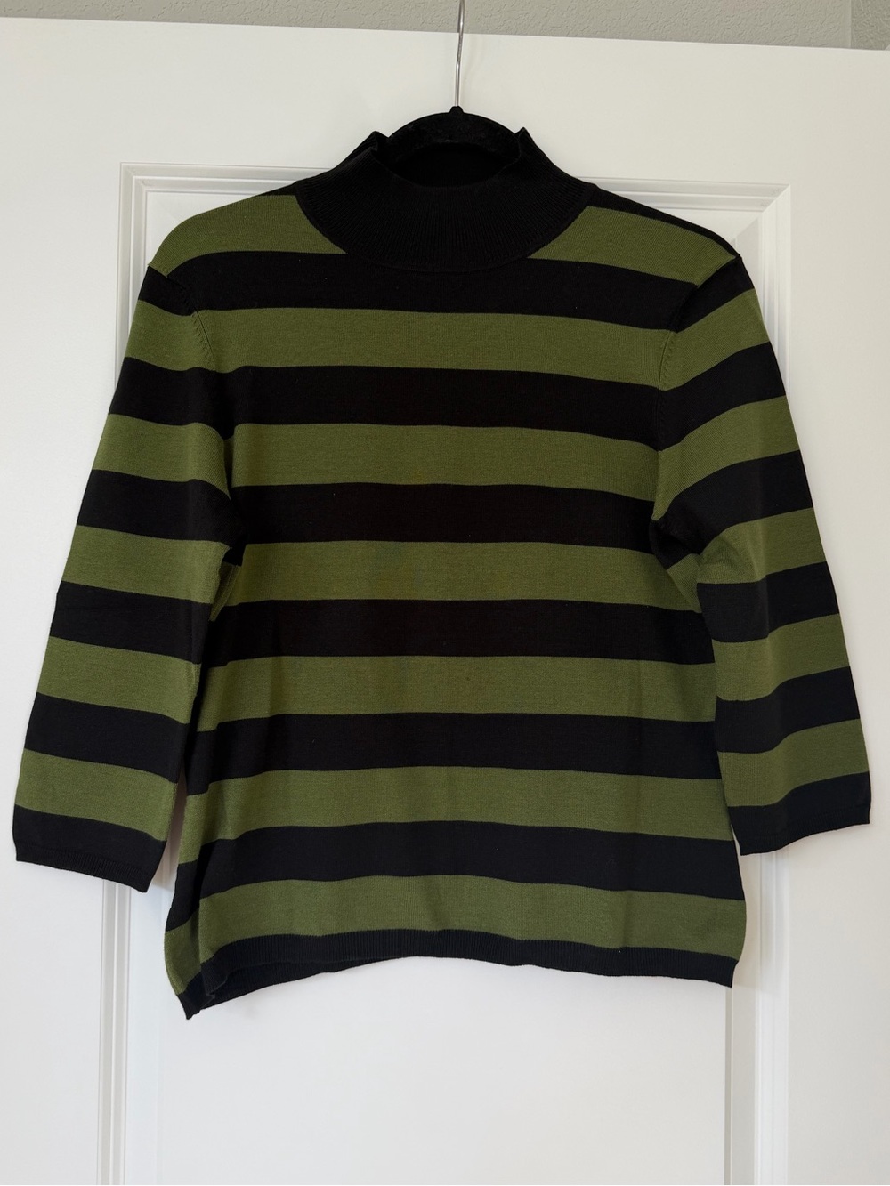 Ann Taylor Factory Olive and Black Striped Sweater